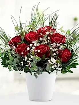 11 kırmızı gül seramik